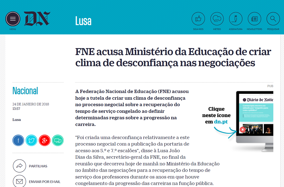 FNE acusa Ministério da Educação de criar clima de desconfiança nas negociações