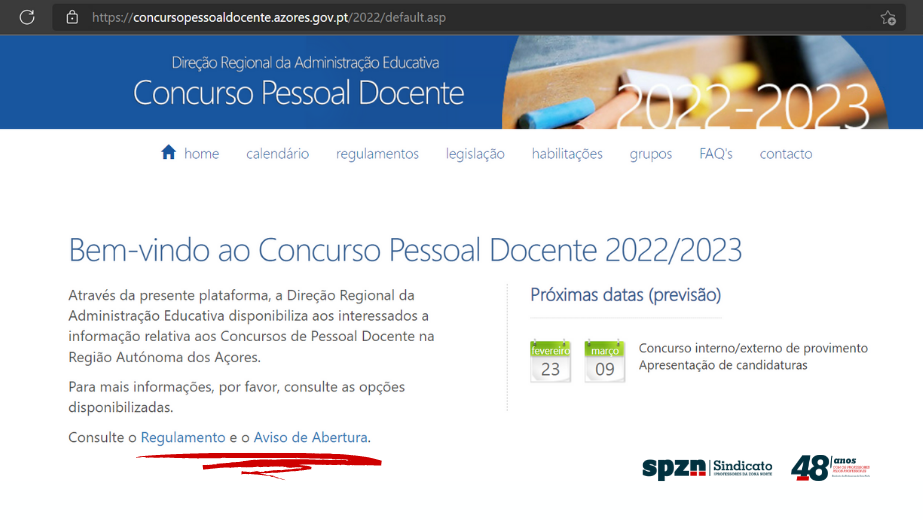 Concursos de Pessoal Docente 2022/2023 na Região Autónoma dos Açores.