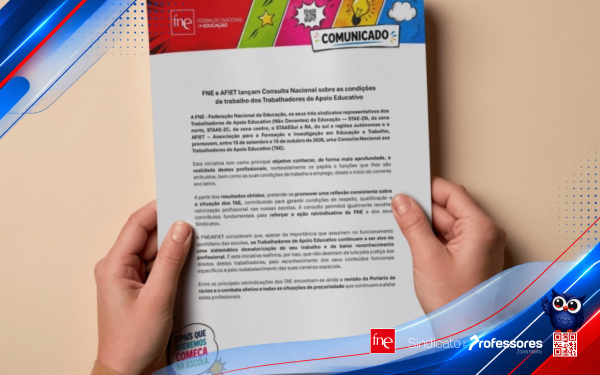 FNE e AFIET lançam Consulta Nacional sobre as condições de trabalho dos Trabalhadores de Apoio Educativo