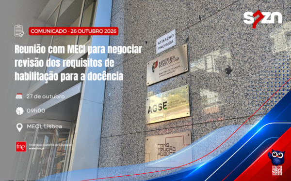 Reunião com o Ministério da Educação para negociar revisão dos requisitos de habilitação para a docência